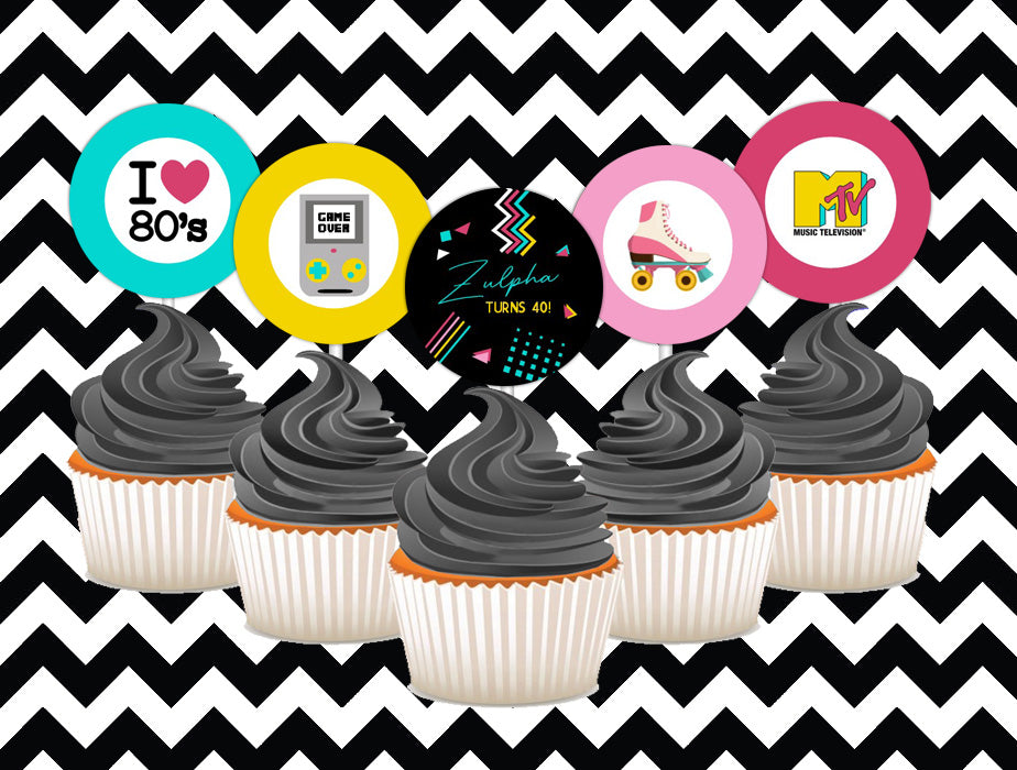 80's Cupcake toppers (10) – Babazoo Parties 80-s-cupcake-toppers-10-babazoo-parties