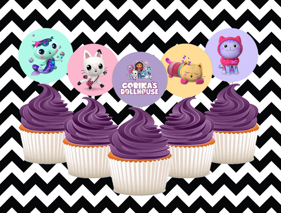 Gabby's Dollhouse cupcake toppers (10)