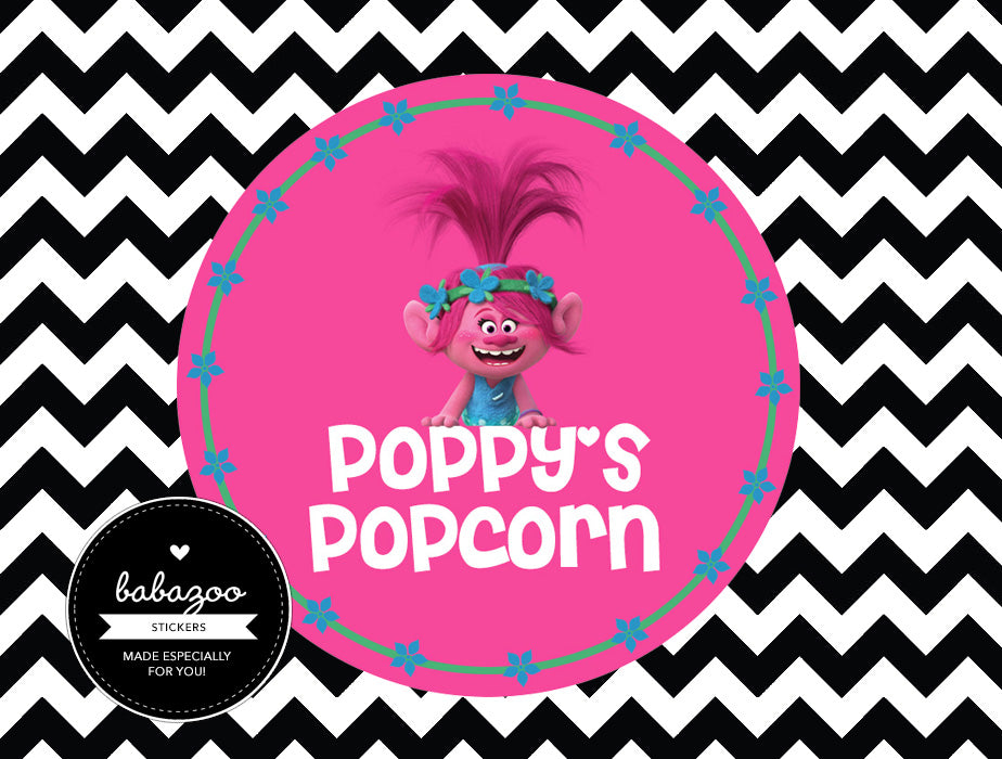 Trolls popcorn stickers (10)