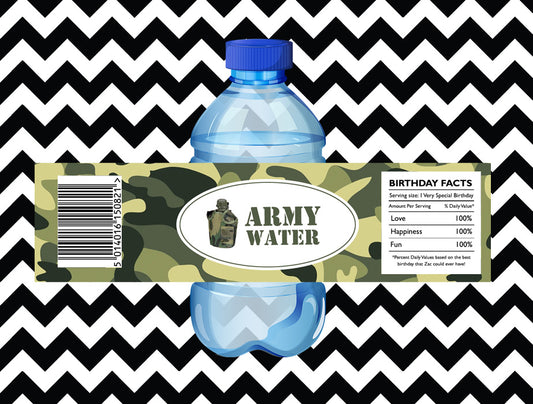 Army juice/water labels