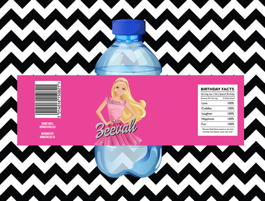 Barbie juice/water labels (10) - Style 2