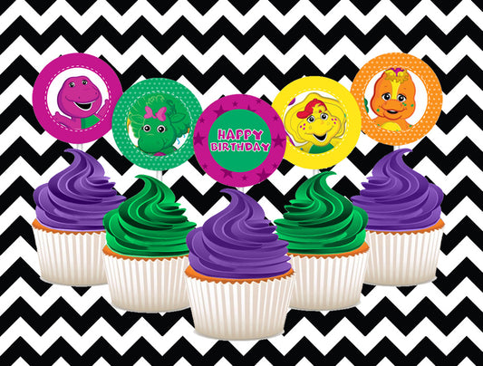 Barney cupcake toppers (10)