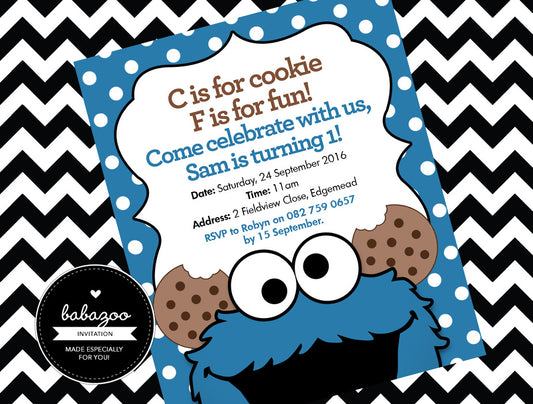 Cookie Monster invitation