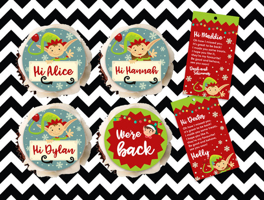 Elf I'm back cupcake toppers