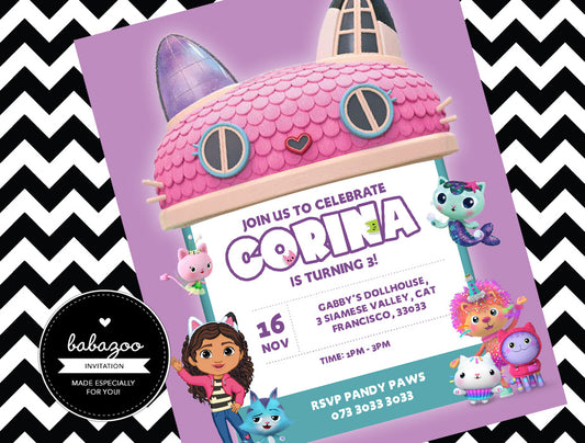 Gabby's Dollhouse invitation