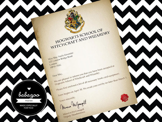 Hogwarts acceptance letter
