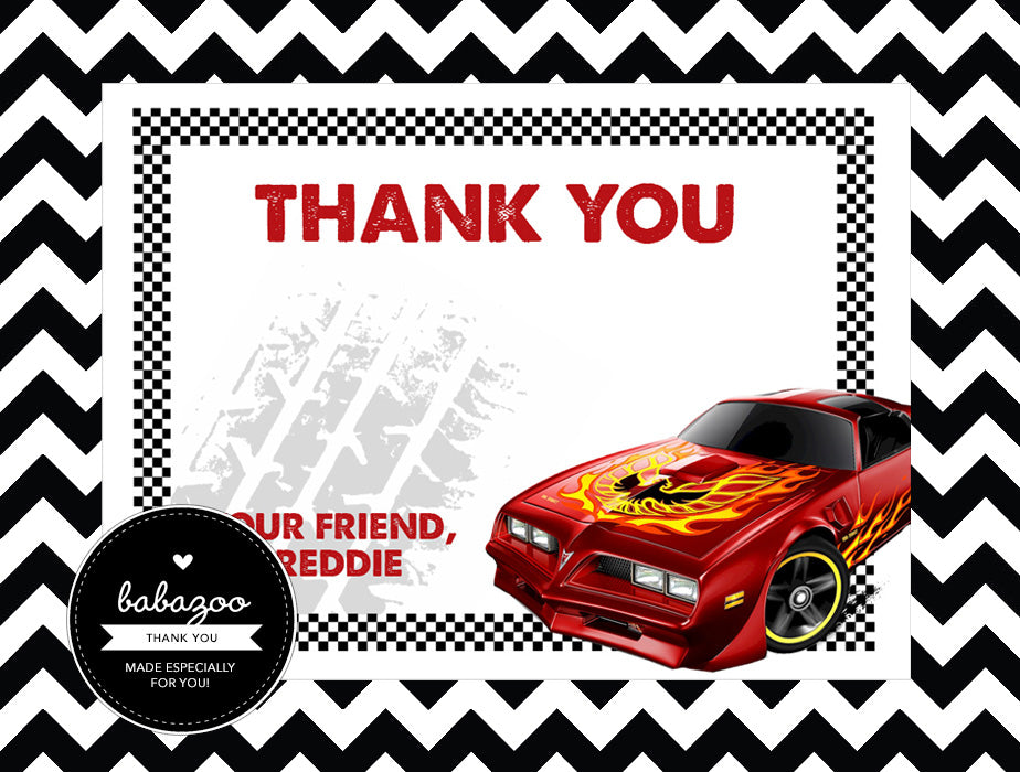 Hot wheels thank you cards (10)