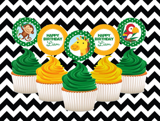 Jungle cupcake toppers (10) - Style 1