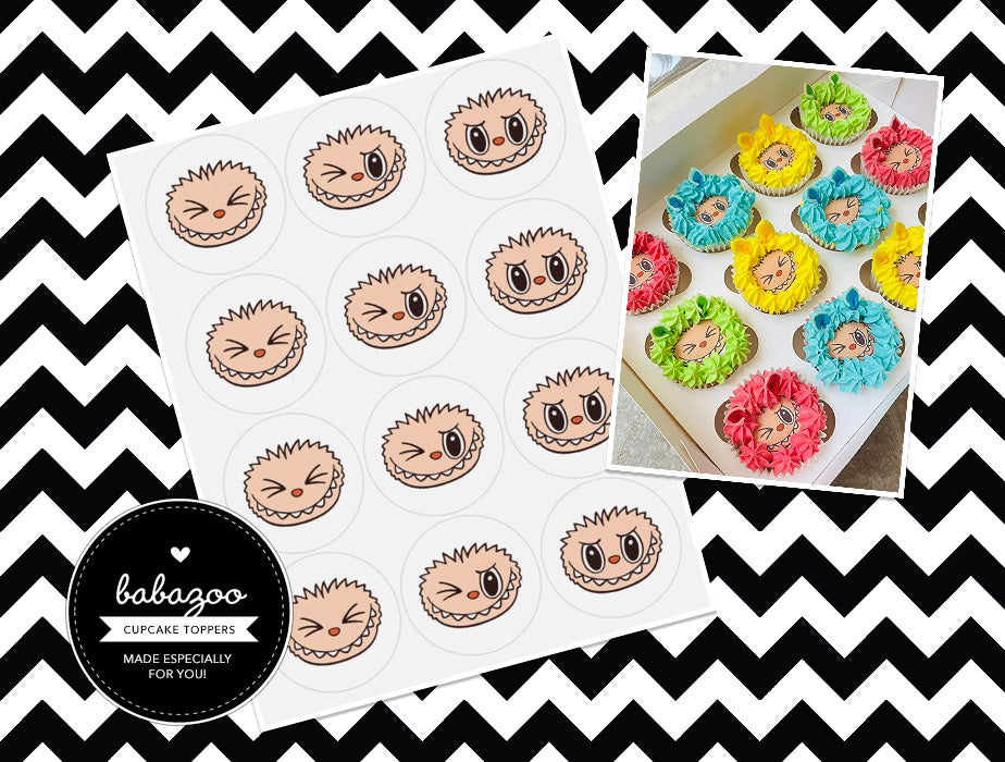 Labubu face cupcake toppers (12)
