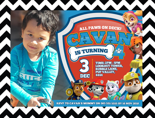 Paw Patrol Invitation (Style 2)