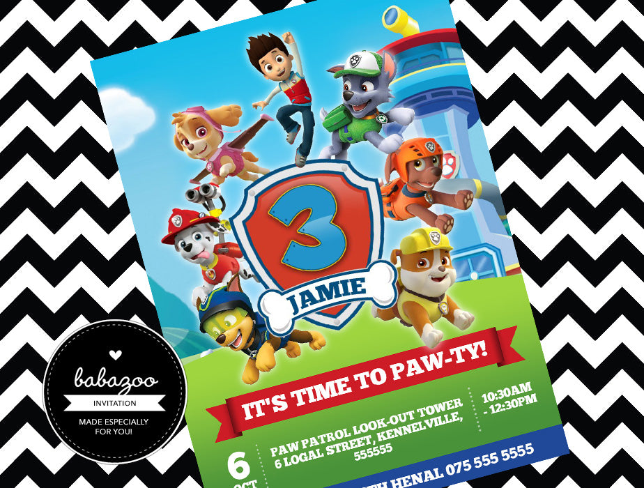 Paw Patrol Invitation (Style 1)