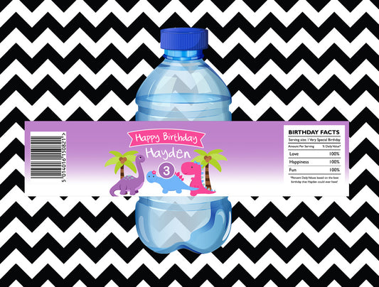 Pink Dinosaur juice/water labels (10)