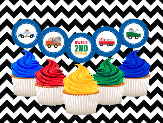 Transport cupcake toppers (10)