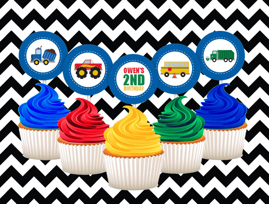 Transport cupcake toppers (10)