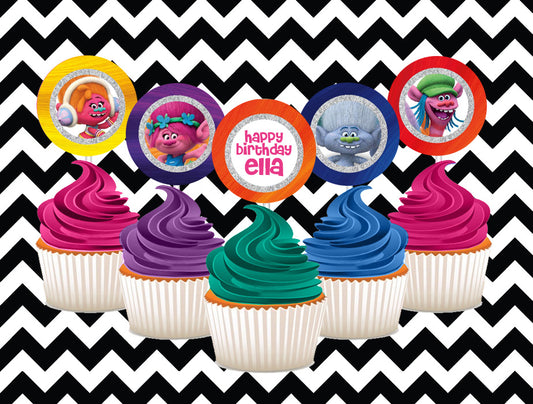 Trolls cupcake toppers (10)